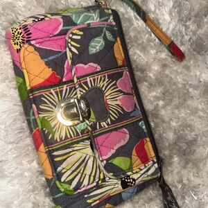 Vera Bradley Pink and Gray Wallet with Structured Design